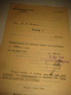 Varsel om kontingent fra BRANNTAKTSBESTYRELSEN I BERGEN, 9 MAJ 1942. 