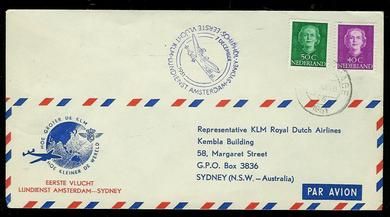 KLM. EERSTE VLUCHT LUNDIENST AMSTERDAM- SYDNY. 7. DESEMBER 1951