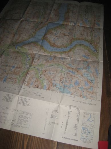 TOPOGRAFISK KART OVER GEIRANGER 1974