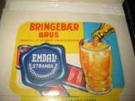 Strøken etikett fra Emdals Mineralvannfabrikk Stranda: BRINGEBÆR BRUS 60- 70 tallet