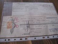 Brev fra AALESUND OG MØRE PRIVATBANK med veksel til Bangavåg Rederi, Hareid, og påklistra stempelmerke. 1950 Dette er nr 26