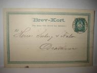 Pent Brev Kort fra 1885. Pent stempel.