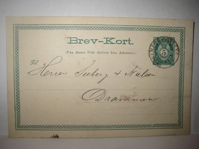 Pent Brev Kort fra 1885. Pent stempel.