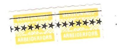 Gule fagforeningsmerker fra Beklednings Arbeider Forbundet Dobbeltmerke