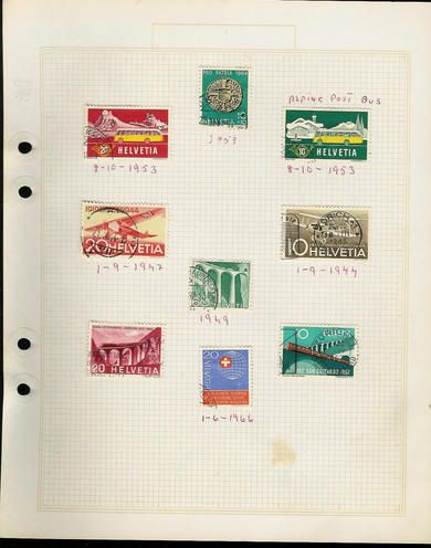 9 frimerker fra Sveits    på  40-50-60    tallet.