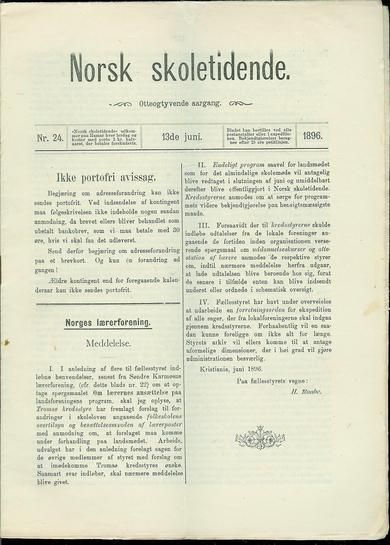 1896,nr 024,                        Norsk Skoletidende.