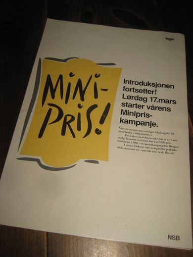NSB. INTRODUKSJON MINIPRIS. 1990.