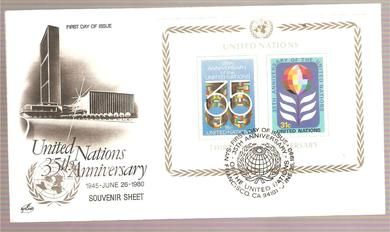 1980 26 JUNI 35TH ANNIVERSARY OF THE UNITED NATIONS FDC UNITED NATION