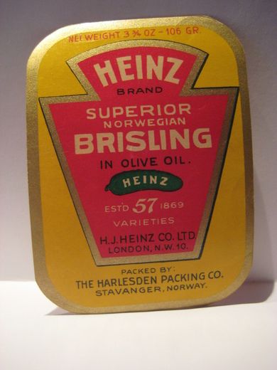 HEINZ BRISLING fra THE HARLESDEN PACKING STAVANGER