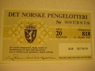 1985 trekning 818 DET NORSKE PENGELOTTERI Nr 0073878