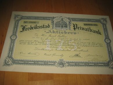 Fredrikstad Privatbank, nr 24192, 1916.