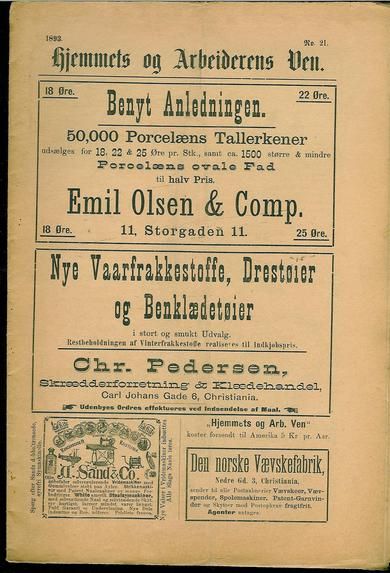 1893 nr 021 Hjemmets og Arbeidernes Ven