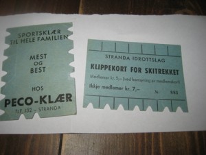 KLIPPEKORT FOR SKITREKKET, STRANDA IDROTTSLAG, 70 tallet, nr 881