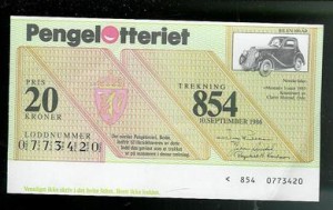 1986, trekning nr. 854, Pengelotteriet.
