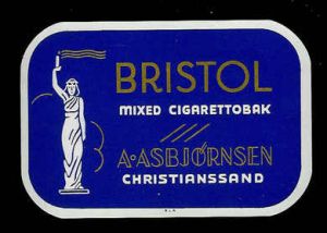 BRISTOL fra ASBJØRNSENS Tobaksfabrik, Christiansand