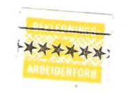 Gule fagforeningsmerker fra Beklednings Arbeider Forbundet Enkeltmerke
