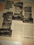 Reklameark fra 1962, ca 22*35 cm stort. TOYOTA.