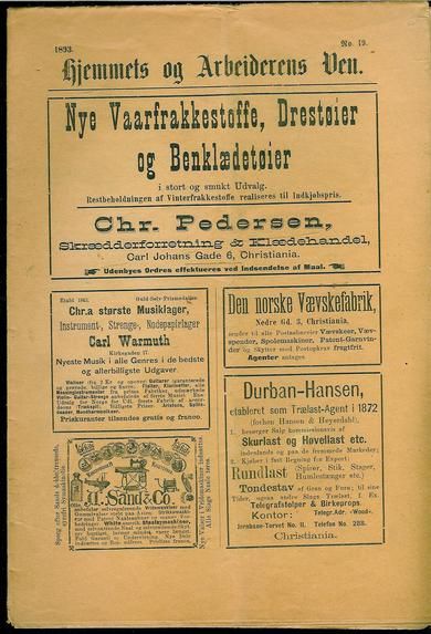 1893 nr 019 Hjemmets og Arbeidernes Ven