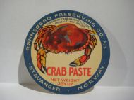 CRAB PASTE, fra RØNNEBERG PRESERVING CO, STAVANGER.