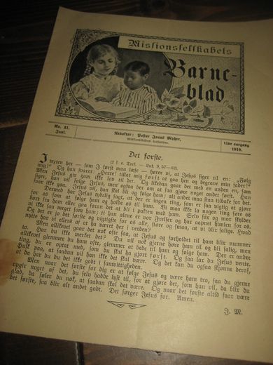 1910 nr 011 Missionsselskabets Barne blad