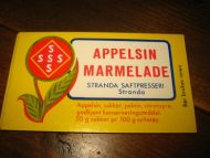 Etikett APELSIN MARMELADE fra Stranda Saftpresseri 60-70 tallet Lag ditt eget syltetøy og bruk en dekorati etikett