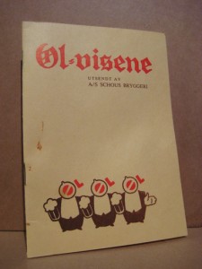 Pent hefte fra Schous Bryggeri, ØL VISENE, 16 sider, 40-50 tallet.