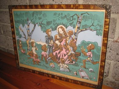 Bilde i glass og ramme ca 40*30 cm stort med tekst: Mern Jesus sa: 