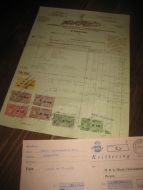 Minde SJOKOLADE - KAKAO & KONFEKTFABRIKK 21 3 1953 med kr 196 90 i stempelmerker