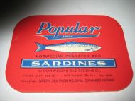 Popular SARDINES, fra NORTH SEA PACKING CO, STAVANGER.