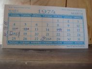 1974 MARCH kalenderblad fra Eberh B Oppi Kunstforlag