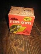 Uåpna eske med innhold, ZEBO ren ovn. Barnengen, Lysaker. 60 tallet.