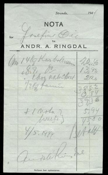 ANDR A RINGDAL Stranda 1944