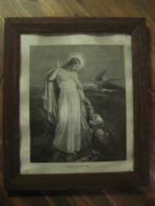 Gammelt bilde med religiøst motiv og tekst: HERRE HJÆLP MIG Tidleg 1900