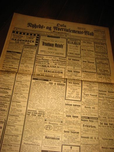 1929 nr 210 Oslo Nyheds- og Avertissements Blad
