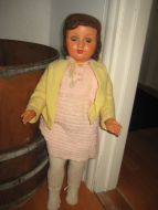 Eldre gådukke ca 85 cm høg 50-60 tallet