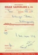 Følgebrev fra Einar Samulesen & Co Bergen 1964