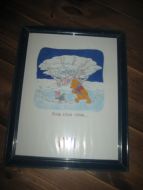 Winnie the Pooth Pent barnebilde i ramme ca 36*46 cm stort 60 tallet?