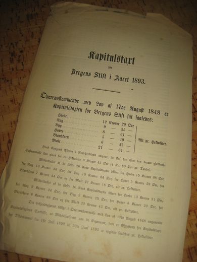 Kapitalstart for Bergens Stift i Aaret 1893