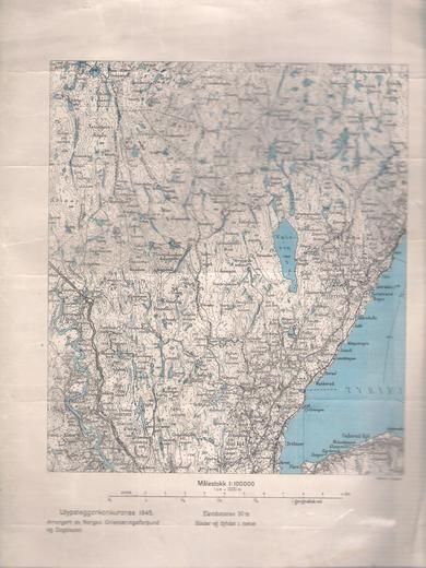 Kart til Løypeleggerkonkuranse fra 1945 fra Norges Orienteringsforbund og Dagbladet