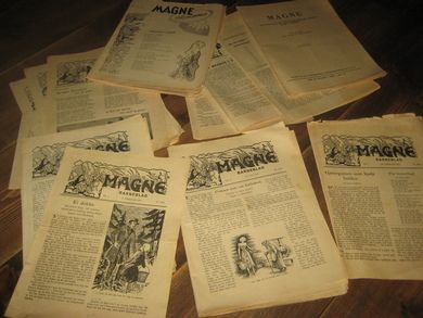Bunke med Barnebladet MAGNE fra 1955 må sorteres da sidene ikkje ligg i rett rekkefølge veit ikkje om alle sider er med men det er en god bunke