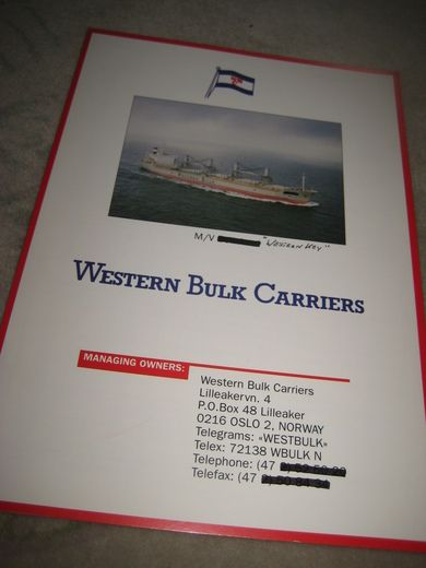 Presentasjonsmappe på 6 sider fra WESTERN BULK CARRIERS 70 tallet? 
