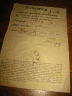 Kvitering for indbetalt indenrigsk postanvisning 1899.
