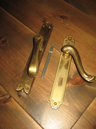 Pakke dørvridere, odde, messing. 