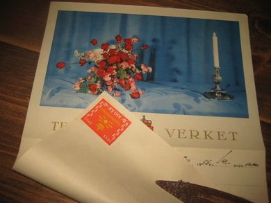 Fest telegram fra 1955 telegrafmerke fra 1955 på baksida