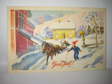 FOLDFJORD1956. Med julemerke. Pent kort, brukt, serie HL/5305.