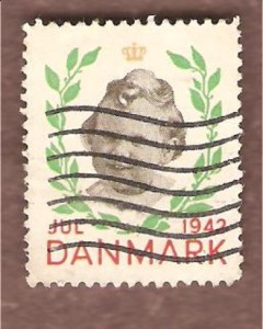 1942, julemerke fra Danmark, stempla.