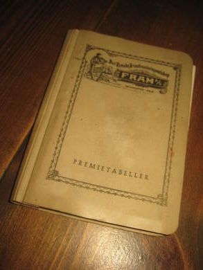 Perm med premietabeller fra Det Norske Rigsforsikringsselskap FRAM 1939