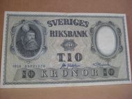 1958, 10 KRONOR, meget pen.