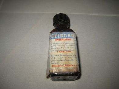 Flaske uten innhold SELRODO INHALANT 50 - 60 tallet