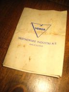 Reklamesak fra VESTNORSKE INDUSTRI, AALESUND. Venor plastrive, 80 tallet.